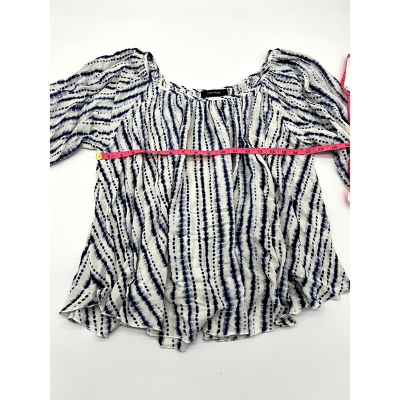 Karen Kane White and Blue Stripped Blouse - Picture 3 of 6
